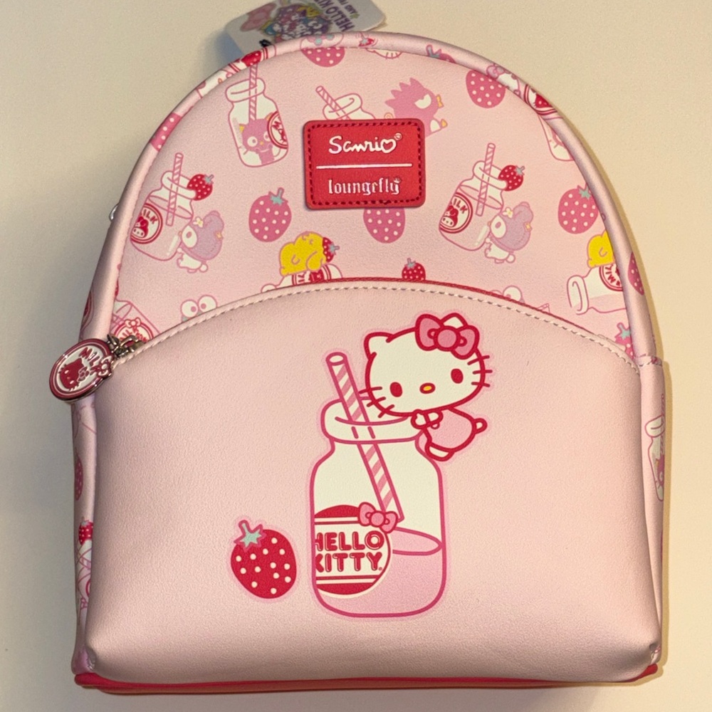 NWT Loungefly Sanrio Hello Kitty Strawberry Milk Mini Backpack